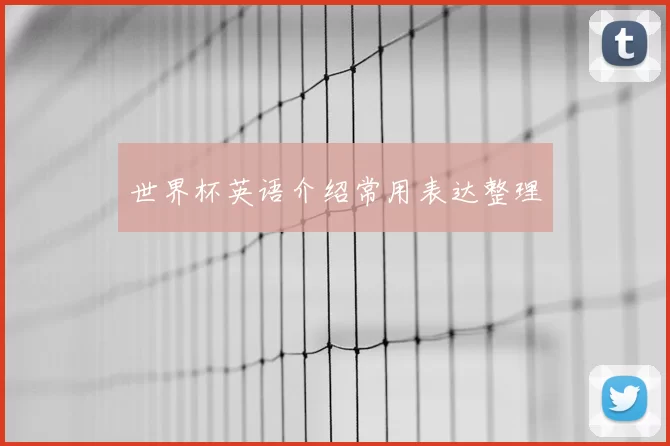 世界杯英语介绍常用表达整理